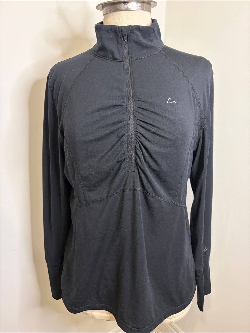 PARADOX Black Merino Blend 1/4 Zip Long Sleeve Base Layer Pullover Thumbholes XL